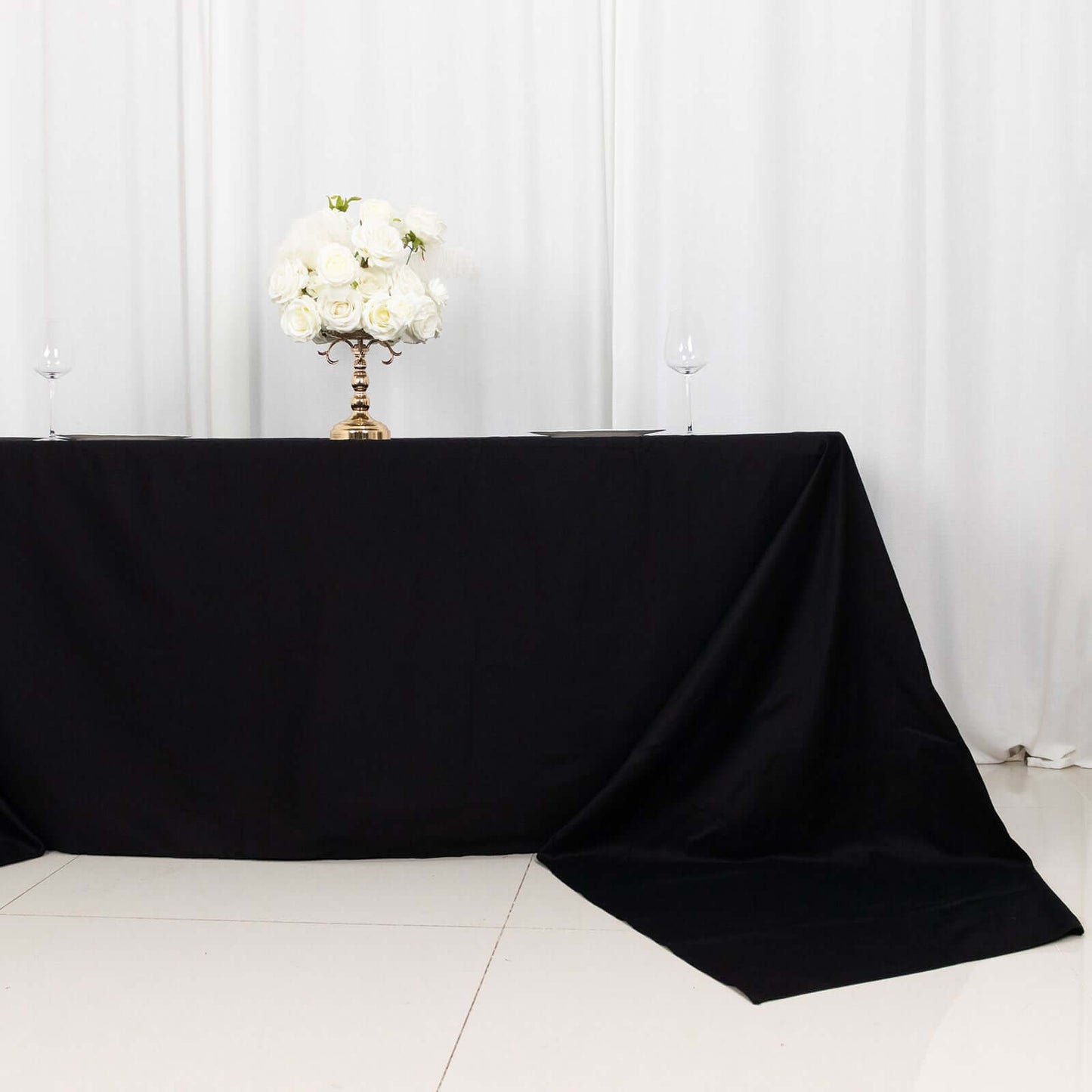 100% Cotton 90"x156" Rectangle Tablecloth Black Linen - Seamless, Soft & Breathable Table Cover