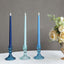 6-Pack Glass Taper Candlestick Holders Diamond Pattern Design Assorted Blue - Reversible Crystal Pillar Votive Stands 4"