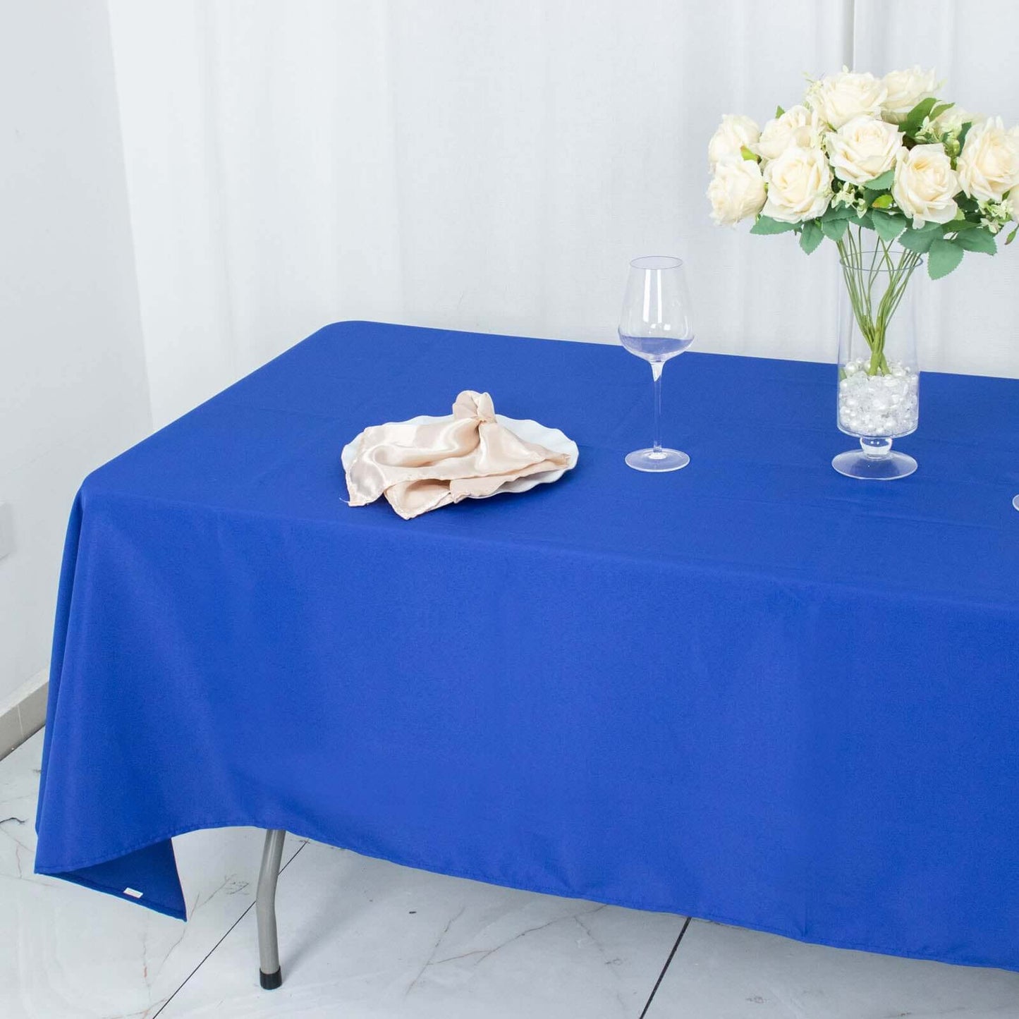 Premium Polyester 60"x102" Rectangle Tablecloth Royal Blue - Durable 220GSM Wrinkle-Resistant Table Cover