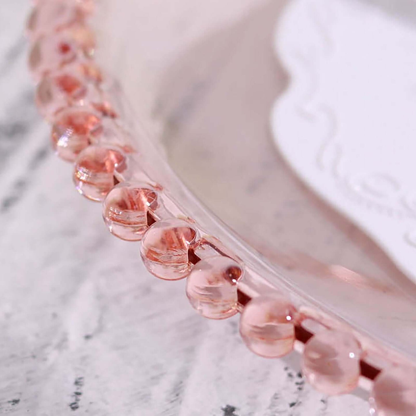 6-Pack Acrylic Round Charger Plates 13" in Transparent Blush with Beaded Rim, Decorative Dinner Party Serving Plates