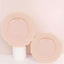 10-Pack Plastic Dinner Plates in Blush Baroque Design with Scalloped Gold Rim - Heavy Duty Disposable Party Plates 11"