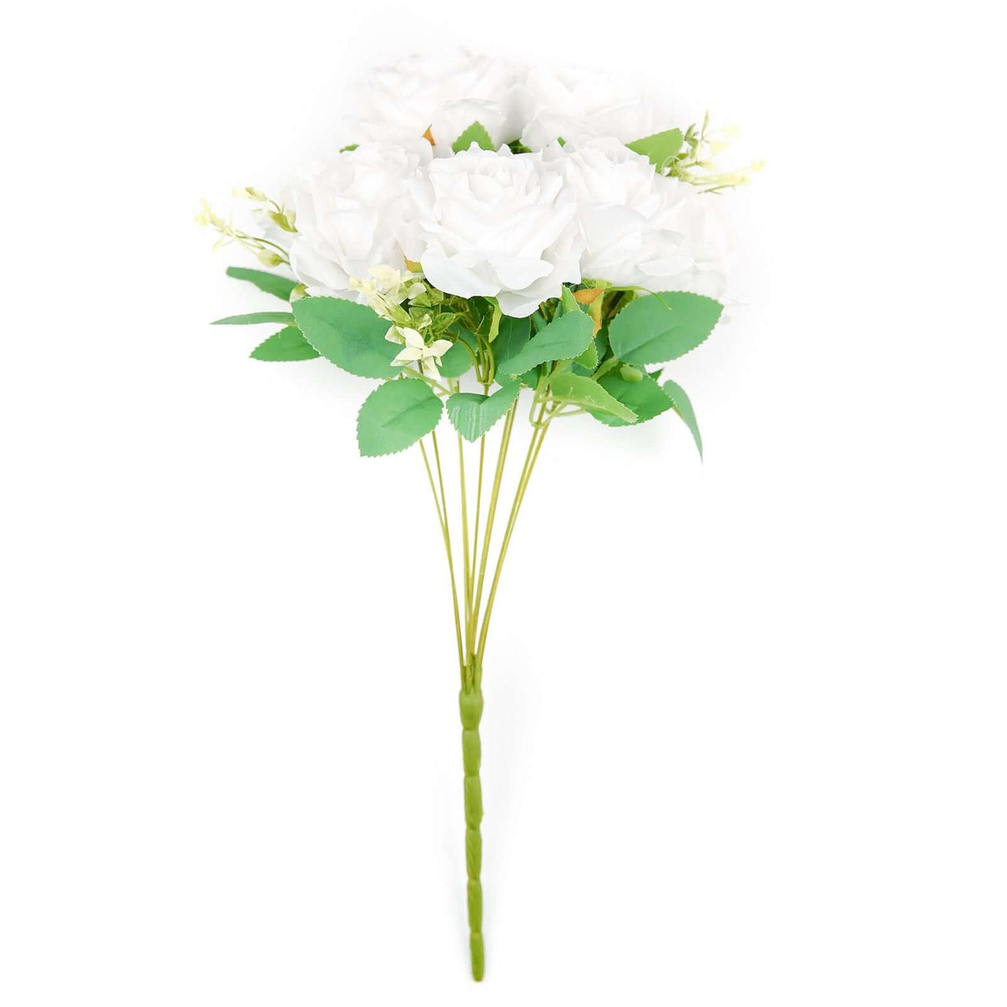 2 Bushes 18" Real Touch White Artificial Rose Flower Bouquet, Silk Long Stem Flower Arrangements