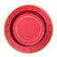 25-Pack Disposable Round Charger Plates in Burgundy Sunray Design with Gold Rim - 350GSM Heavy Duty Paper Chargers 13"