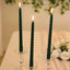 12 Pack 11" Hunter Emerald Green Premium Unscented Spiral Wax Taper Candles, Long Burn Wick Dinner Candle Sticks