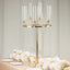 Metal 9-Arm Round Cluster Taper Candelabra Table Centerpiece Gold - Candlestick Holder Table Centerpiece With Drip Accents and Clear Glass Shades 40"
