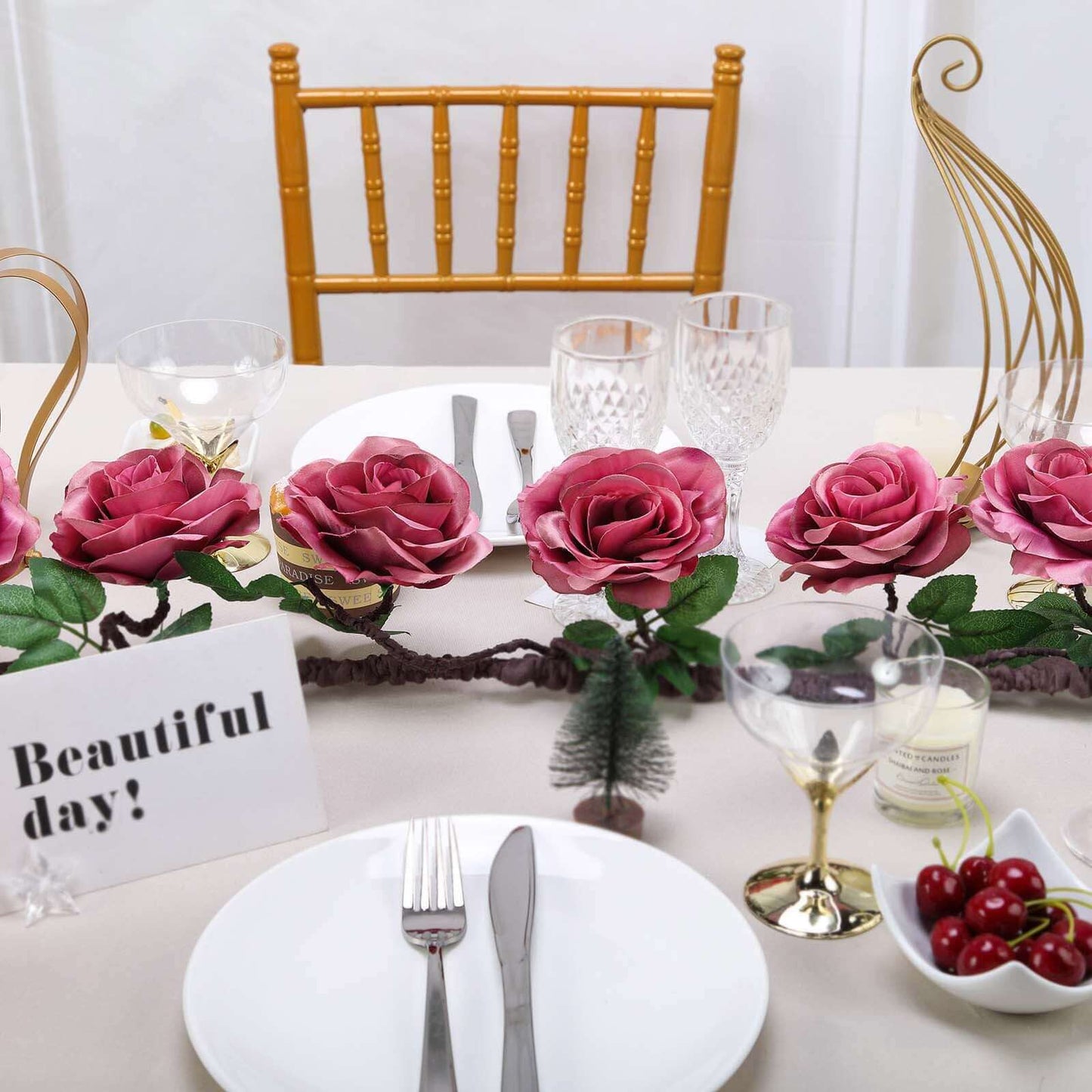 6ft Dusty Rose Artificial Silk Rose Hanging Flower Garland Faux Vine