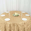 Taffeta 132" Round Tablecloth Champagne | 3D Leaf Petal Design Seamless Table Cover