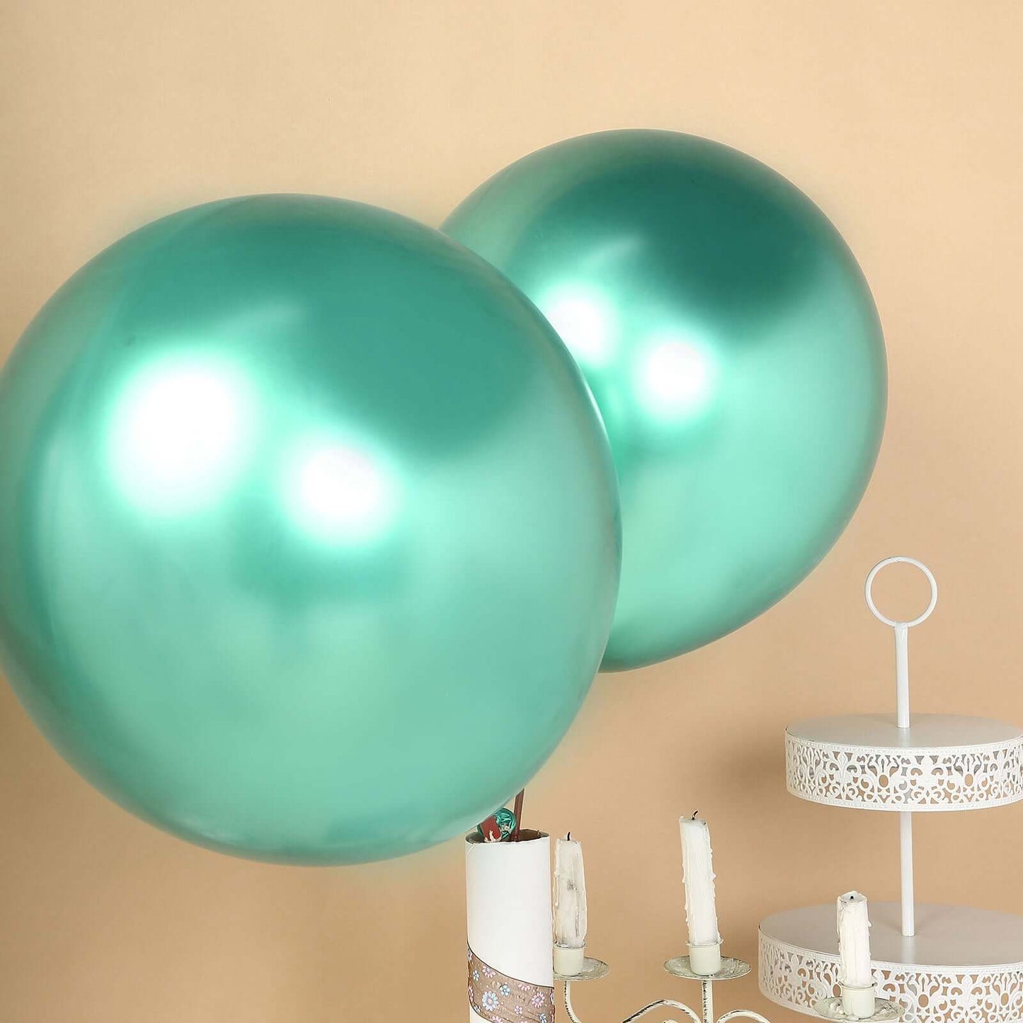 5 Pack 18" Metallic Chrome Green Latex Helium or Air Party Balloons