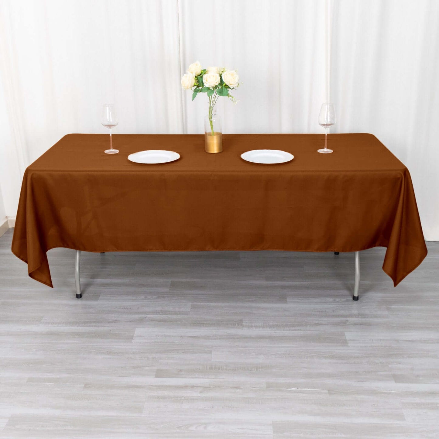 Polyester 60"x102" Rectangle Tablecloth Cinnamon Brown - Durable and Stylish Table Cover