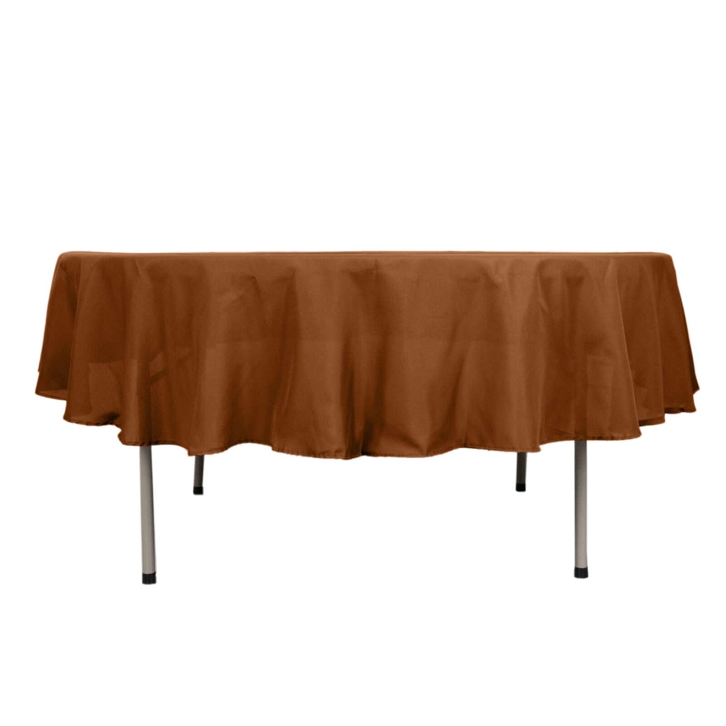 Polyester 90" Round Tablecloth Cinnamon Brown - Stain & Wrinkle-Resistant Table Cover
