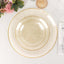 10-Pack Economy Plastic Round Charger Plates 13" in Clear Hammered Design with Glittered Gold Rim - Decorative Dinner Party Serving Plates