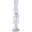 Crystal Glass Hurricane Candle Taper Candlestick Holder, Decorative Piece With Chandelier Chains 20"