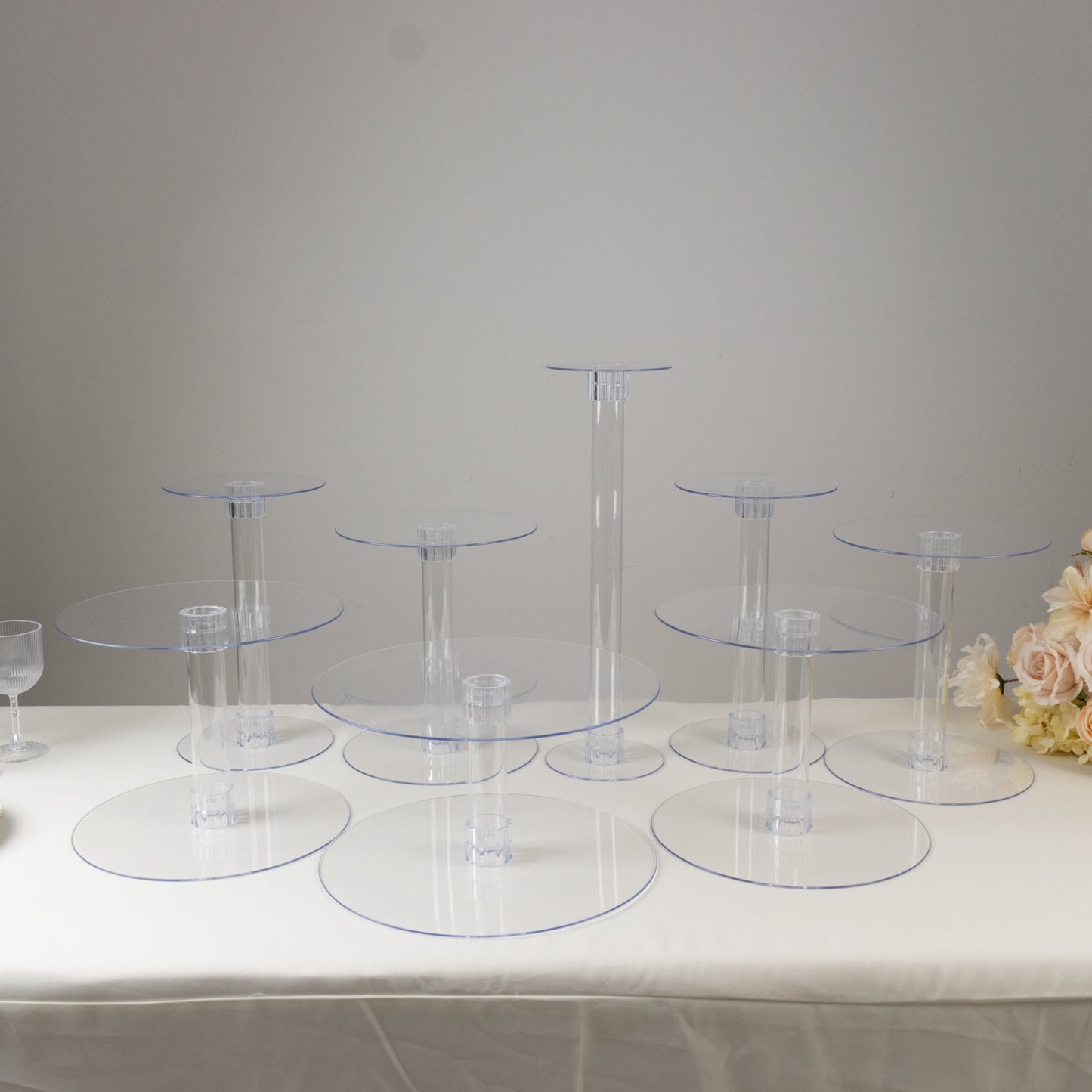 8-Tier Acrylic Cake Stand Set Clear - Assorted Sizes for Buffet Party Tables