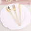 24-Pack Plastic Cutlery Set Metallic Gold with Gold Glitter - Stylish Disposable Silverware Pack 8"