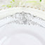 10-Pack Plastic 10" Round Dinner Plates in White with Silver Leaf Embossed Rim - Disposable Vintage Baroque Style Plates