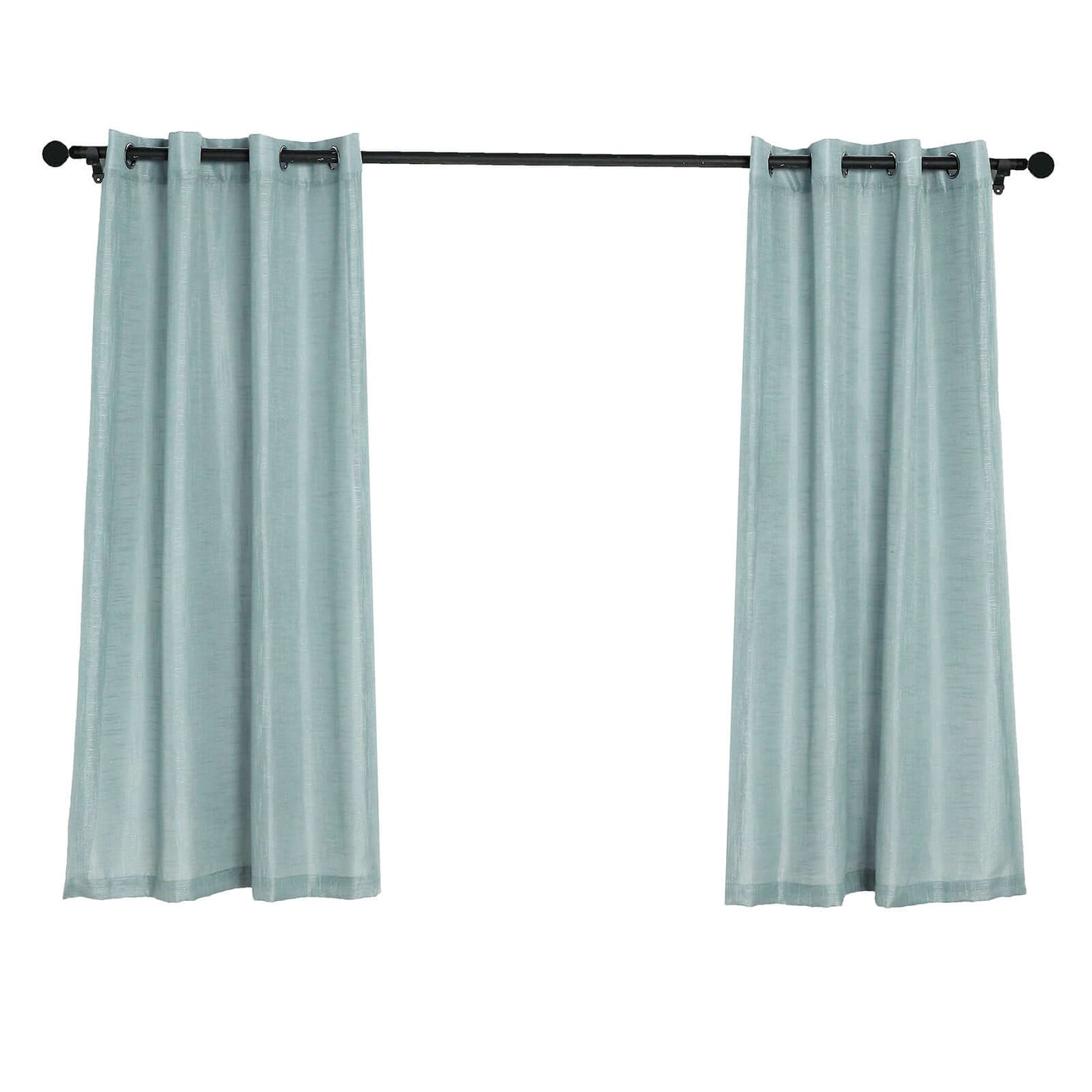 2 Pack Handmade Dusty Blue Faux Linen Curtains 52"x64", Curtain Panels With Chrome Grommets