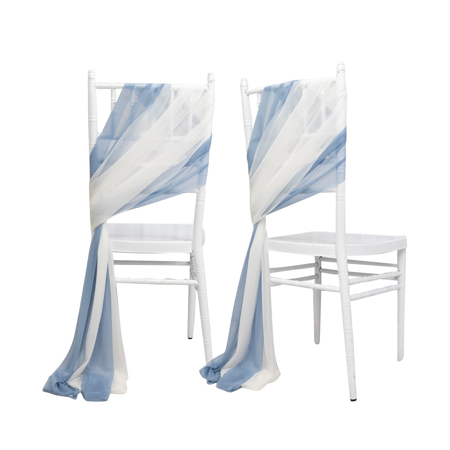 20-Pack Sheer Chair Drape Decor in Dusty Blue and Ivory â€“ 9ft Shimmer Sash, Wrinkle-Free