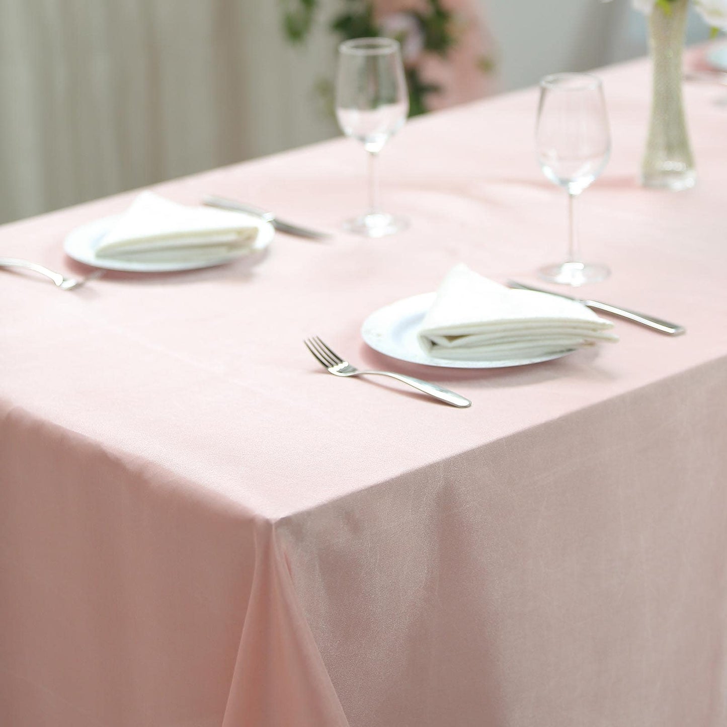 Satin Rectangular 90"x132" Tablecloth Dusty Rose - Seamless Table Cover