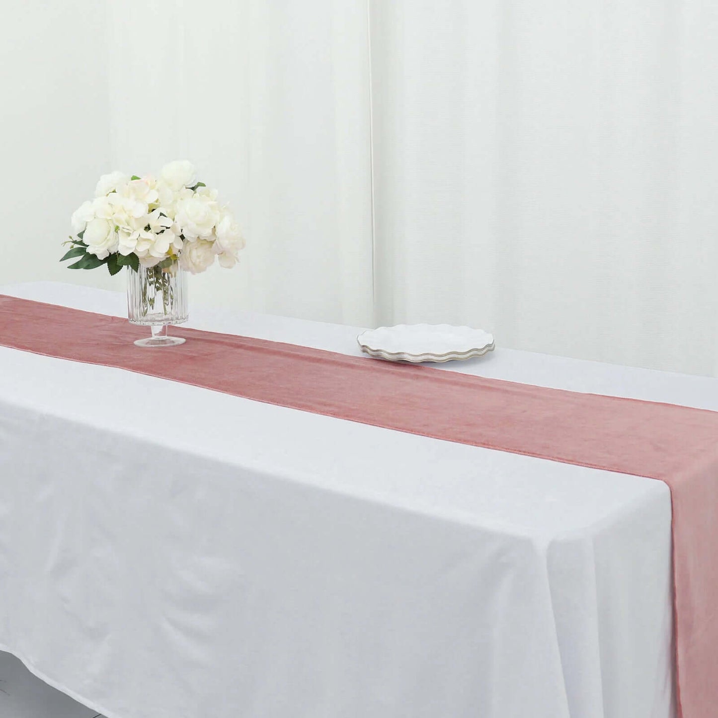 Premium Velvet 12"x108" Table Runner Dusty Rose - Sheen Finish Reusable Table Decor