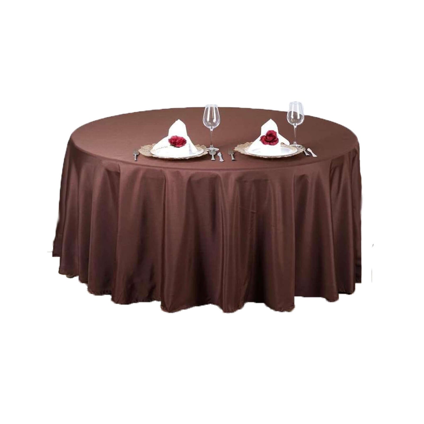 Polyester 108" Round Tablecloth Chocolate - Wrinkle-Resistant Table Cover