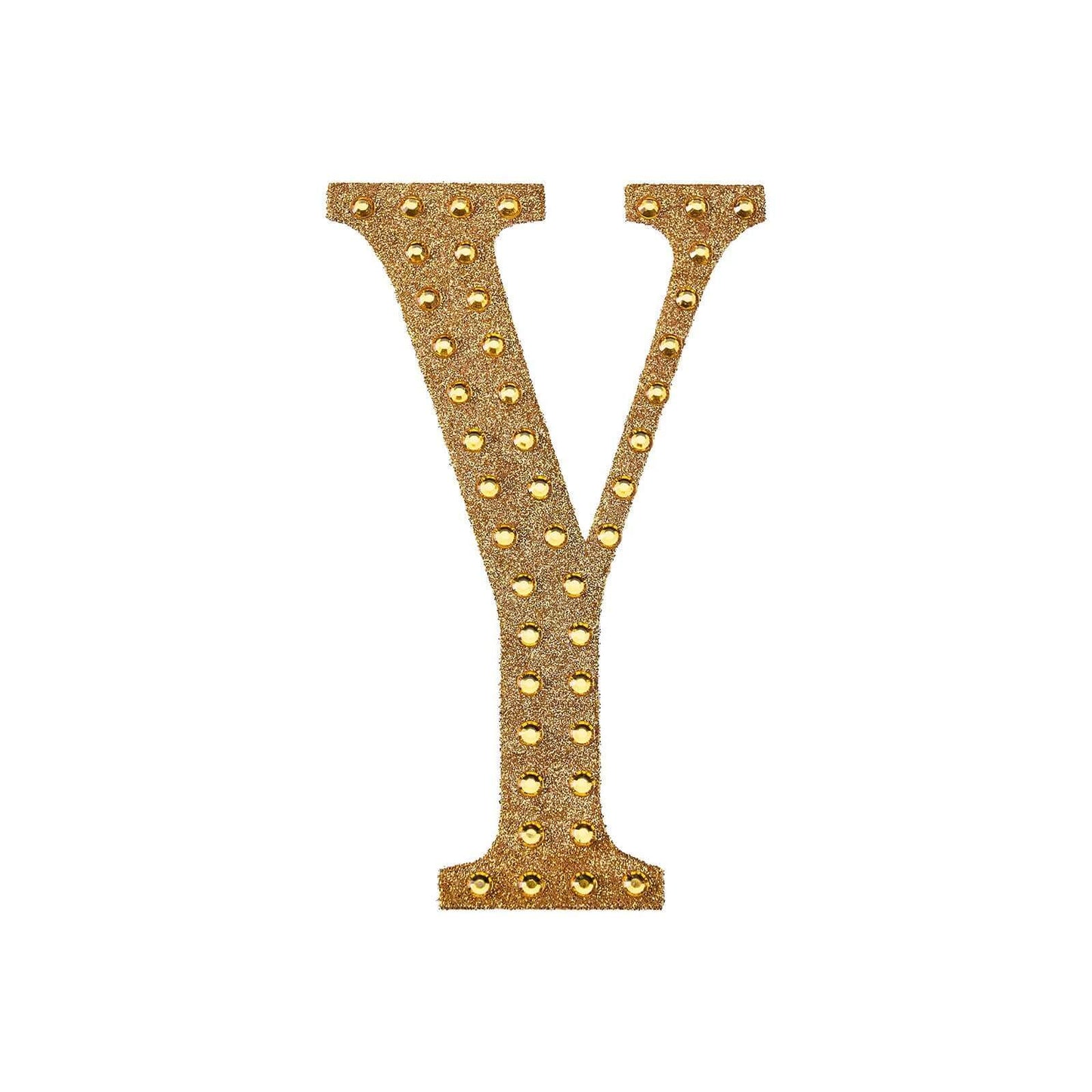 Decorative Rhinestone Alphabet "Y" Letter Stickers, Glitter Adhesive Craft Letters Gold DIY Sparkle Embellishments 6"