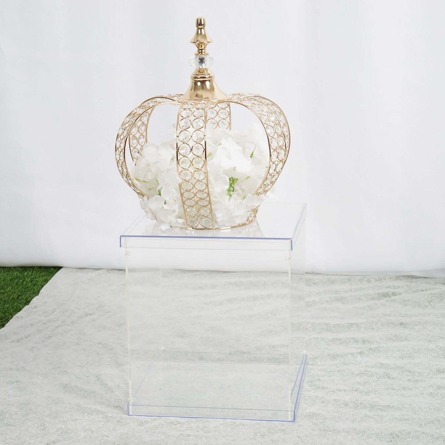 12" Clear Mirrored Acrylic Display Box, Transparent Pedestal Riser with Interchangeable Lid and Base