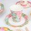 24-Pack Paper Cup and Saucer Set in Mixed Vintage Floral Print - Disposable Tea Party Supplies Kit for Baby Showers & Birthdays