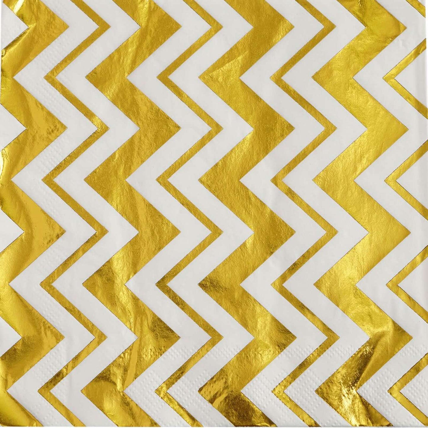 20-Pack Paper Dinner Napkins with Chevron Design Metallic Gold - Disposable 3 Ply Cocktail Napkins for Weddings