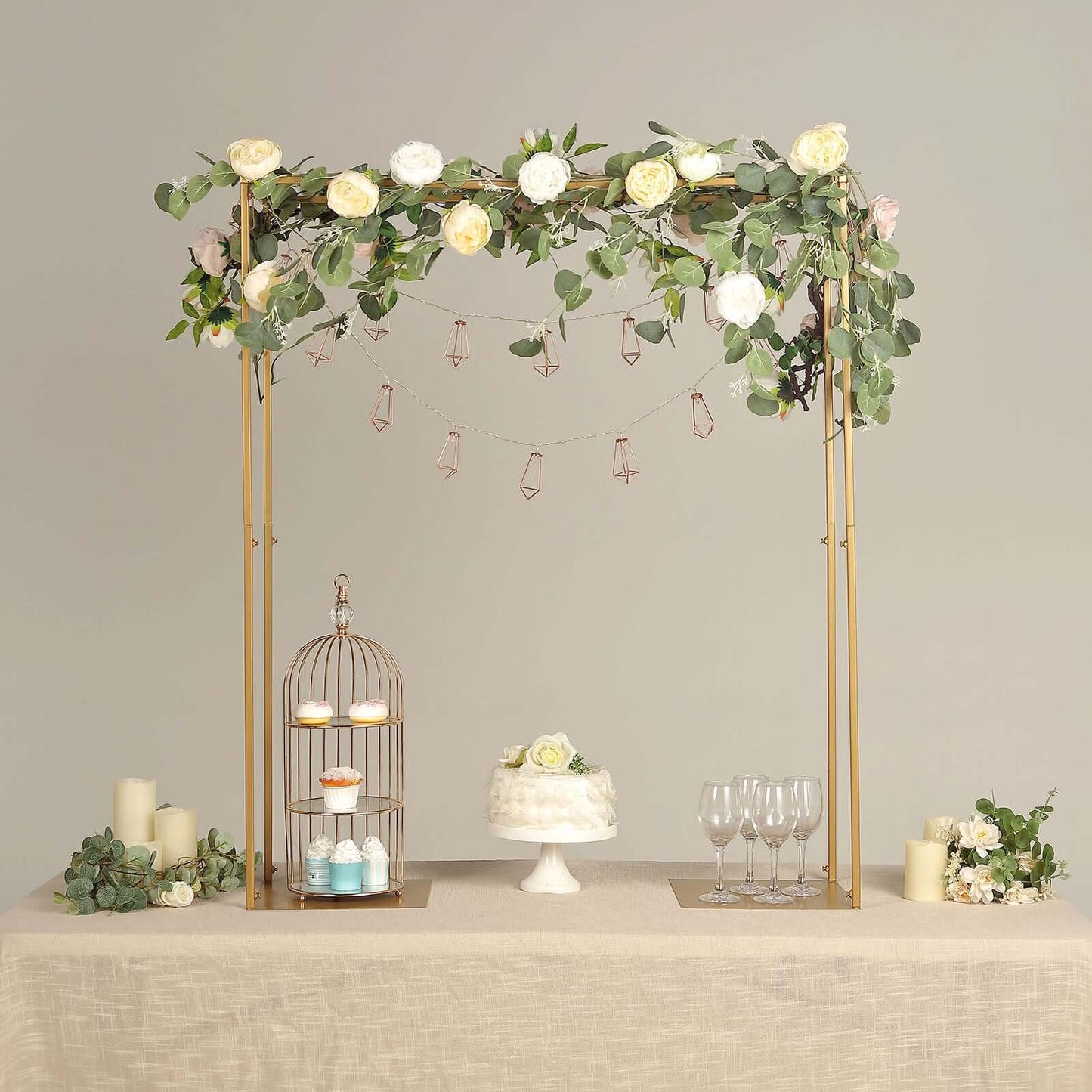 Adjustable Flower Arch Gold Metal Over-The-Table Frame - Wedding Display 48" Tall