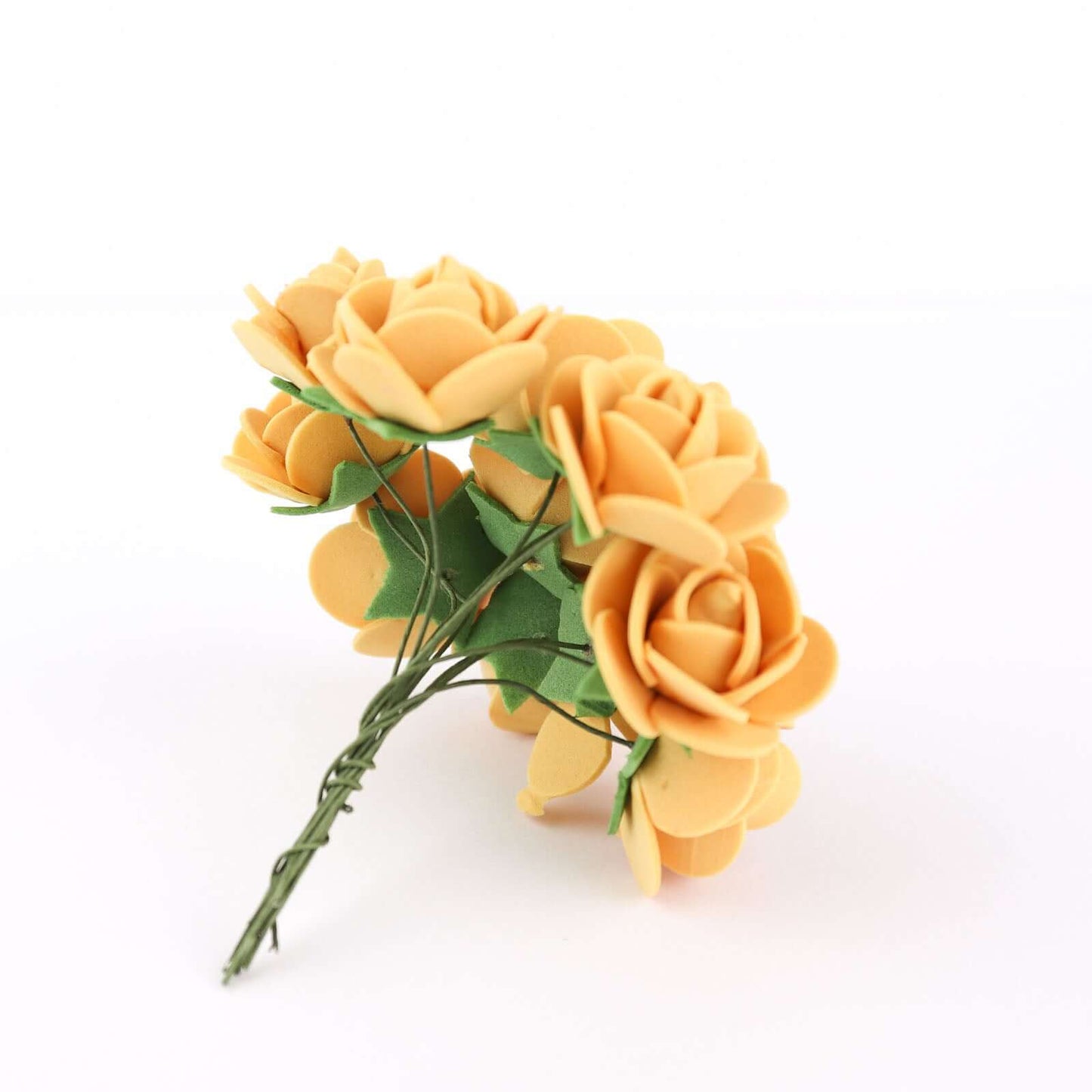 48 Roses 1" Gold Real Touch Artificial DIY Foam Rose Flowers With Stem, Craft Rose Buds