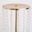 2-Pack Metal Flower Stand Gold with Spiral Hanging Beads - Crystal Pedestal Table Wedding Centerpiece 24"