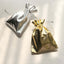 10 Pack Metallic Gold Lame Polyester 5"x7" Party Favor Gift Bags, Shiny Fabric Drawstring Candy Pouch