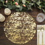 10-Pack Table Placemats Foil Design Metallic Gold Round - Mesh Disposable Shiny Dining Mats 13"