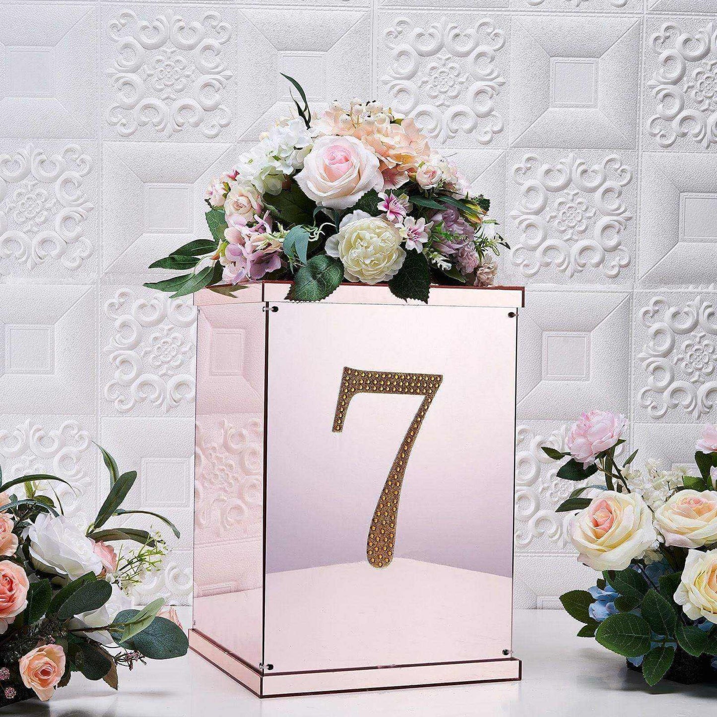 Decorative Rhinestone Number "7" Stickers, Glitter Adhesive Craft Numbers Gold DIY Sparkle Embellishments 8"