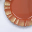 6-Pack Acrylic Plastic Round Charger Plates 13" in Terracotta (Rust) with Gold Brushed Wavy Scalloped Rim, Decorative Dinner Party Charger Tableware