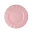 10-Pack Plastic 9" Round Dinner Plates in Dusty Rose Ruffled Rim with Gold Edging - Sturdy Disposable Dinnerware
