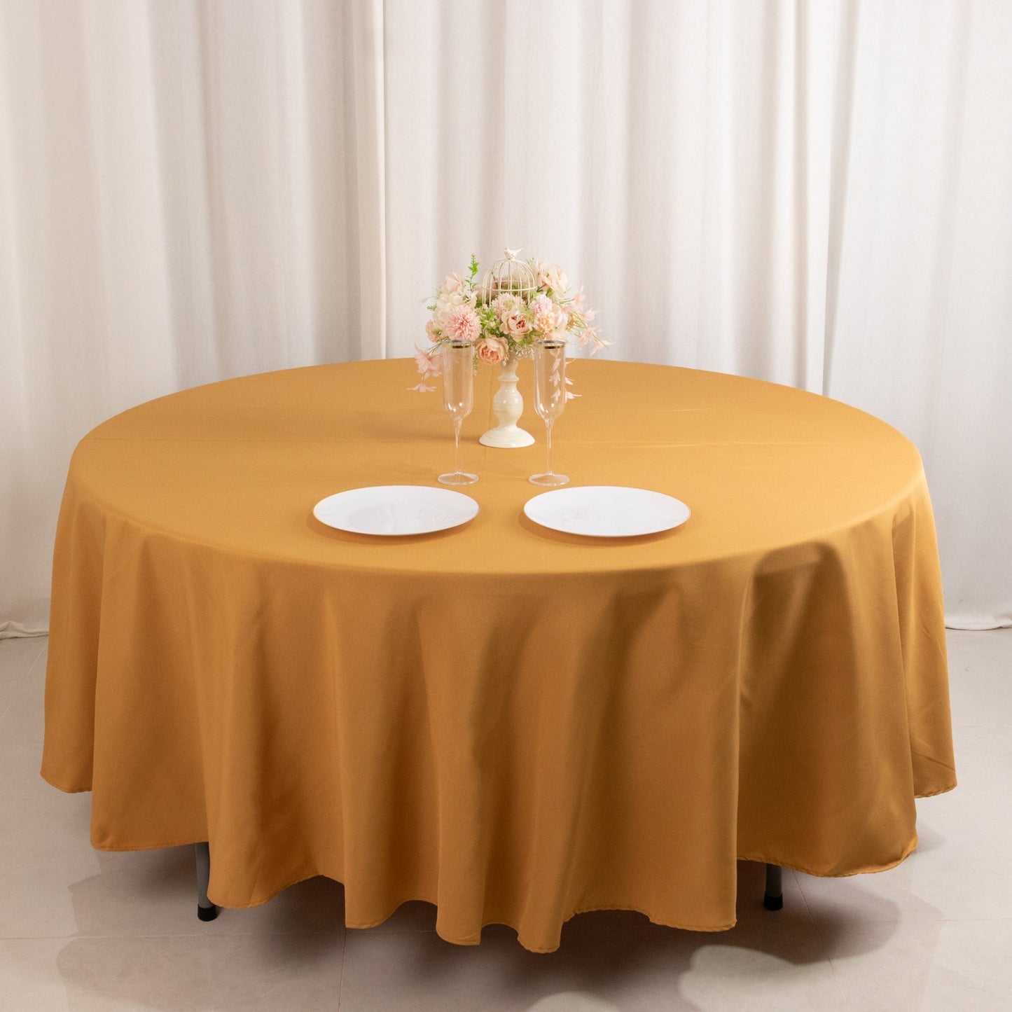Premium Polyester 108" Round Tablecloth Gold - Wrinkle-Resistant 220GSM Table Cover for Weddings & Events