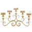 5-Arm Metal Table Candelabra Antique Gold Crown Top Design - Stylish Horizontal Table Centerpiece with Glass Votive Holders 18"