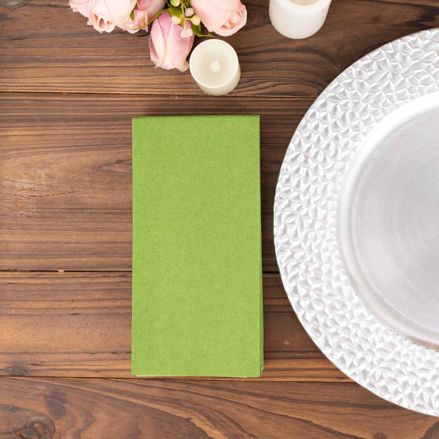 20 Pack Linen-Like Paper 8.5"x4" Napkins Olive Green - Highly Absorbent & Disposable Airlaid Guest Towels