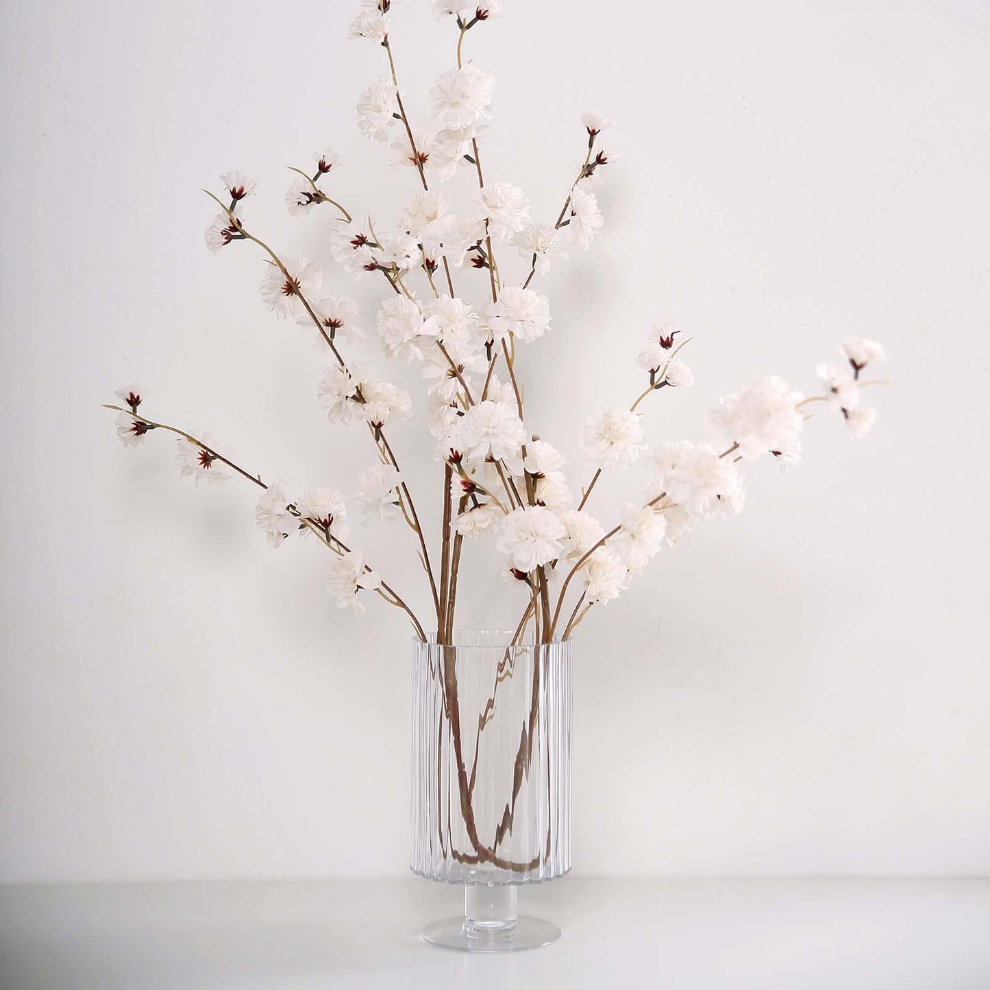 2 Branches 42" Tall Ivory Artificial Silk Carnation Flower Stems