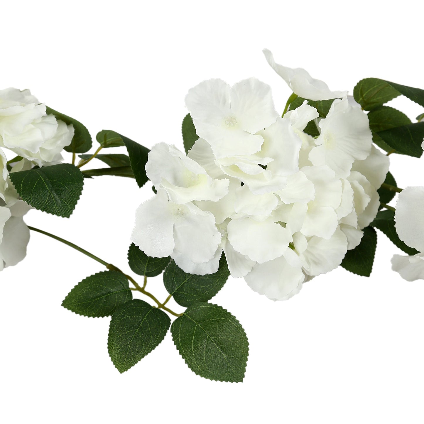 2-Pack Ivory Artificial Hydrangea Garland 5.5ft â€“ Artificial Silk Floral Vine with Green Leaves