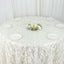 Taffeta 132" Round Tablecloth Ivory | 3D Leaf Petal Design Seamless Table Cover
