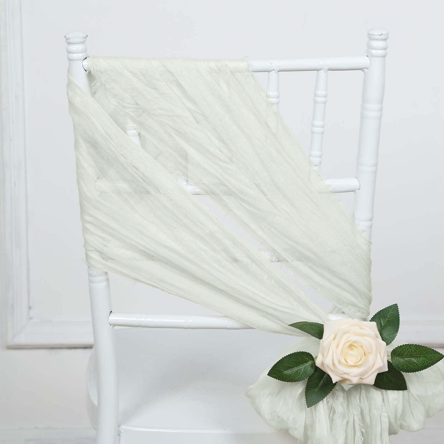 5 Pack Cheesecloth Gauze 16"x88" Chair Sashes Ivory - Stylish Boho Decor for Weddings & Gatherings
