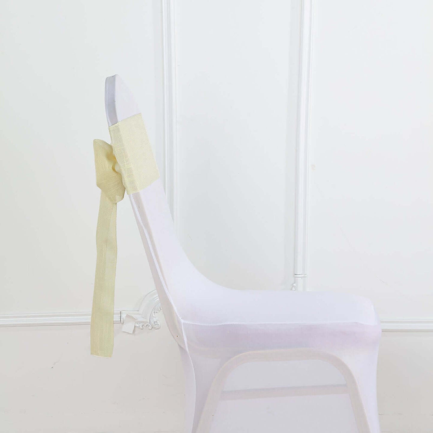 5 Pack Linen Chair Sashes 6"x108" Slubby Textured Ivory - Durable Wrinkle-Resistant Decor