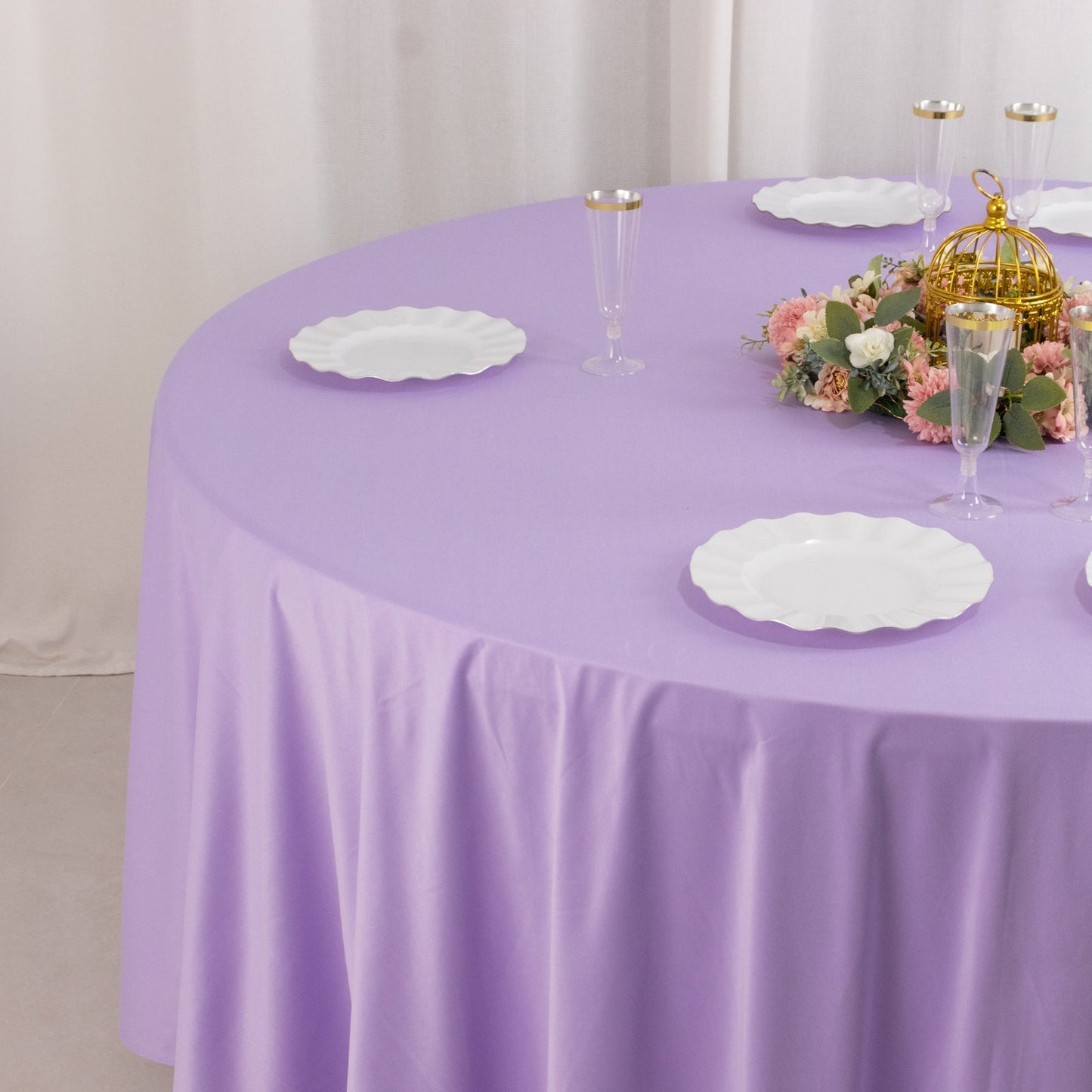 Scuba Round 108" Tablecloth Lavender Lilac - Wrinkle Free & Stain Resistant Table Cover