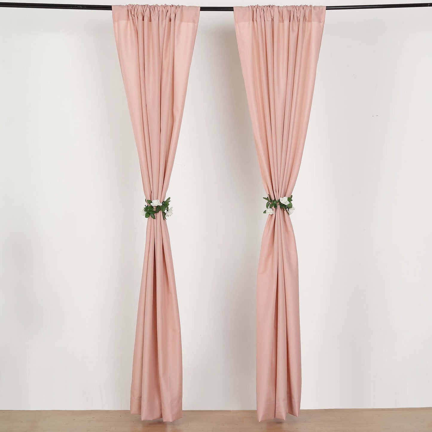 2 Pack Dusty Rose Polyester Event Curtain Drapes, 10ftx8ft Backdrop Event Panels With Rod Pockets 130 GSM