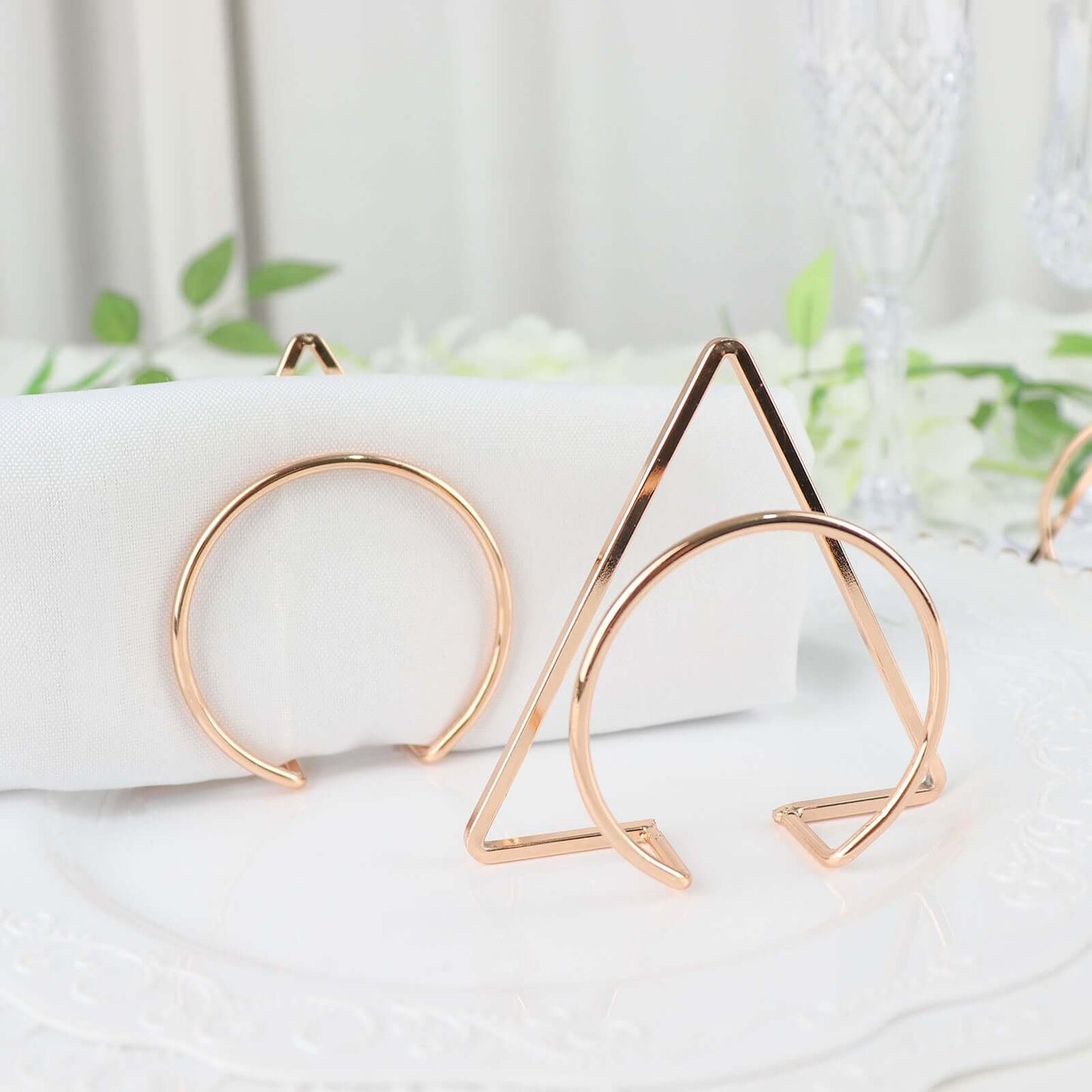 4 Pack Gold Geometric Metal Napkin Rings, Modern Nordic Napkin Holder Stands