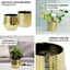 2-Pack Flower Plant Pots Textured Round Design Metallic Gold - Ceramic Cylindrical Bell Shaped Planters 6"