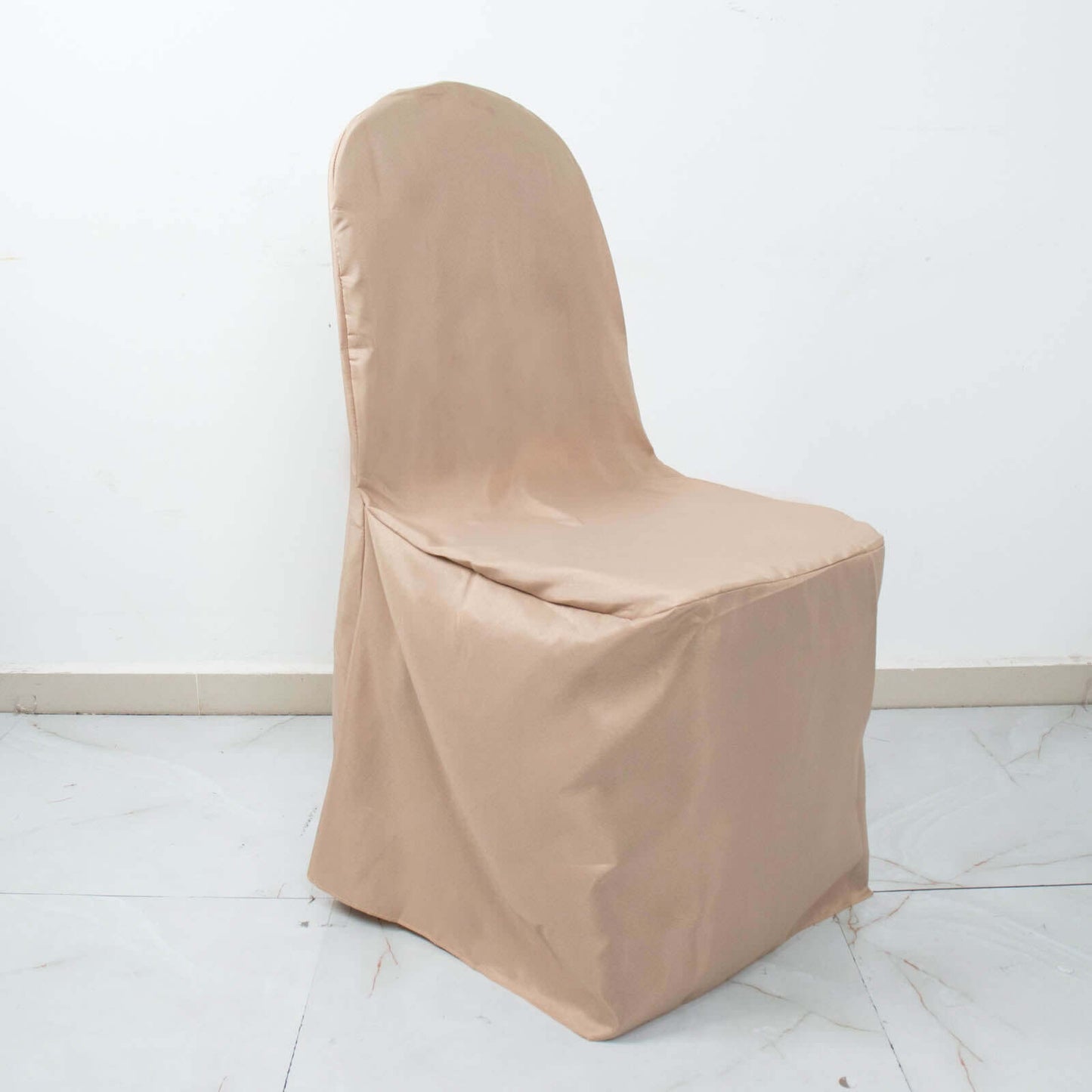 Polyester Slip On Banquet Chair Covers Nude - Stain-Resistant Reusable Durable Fabric