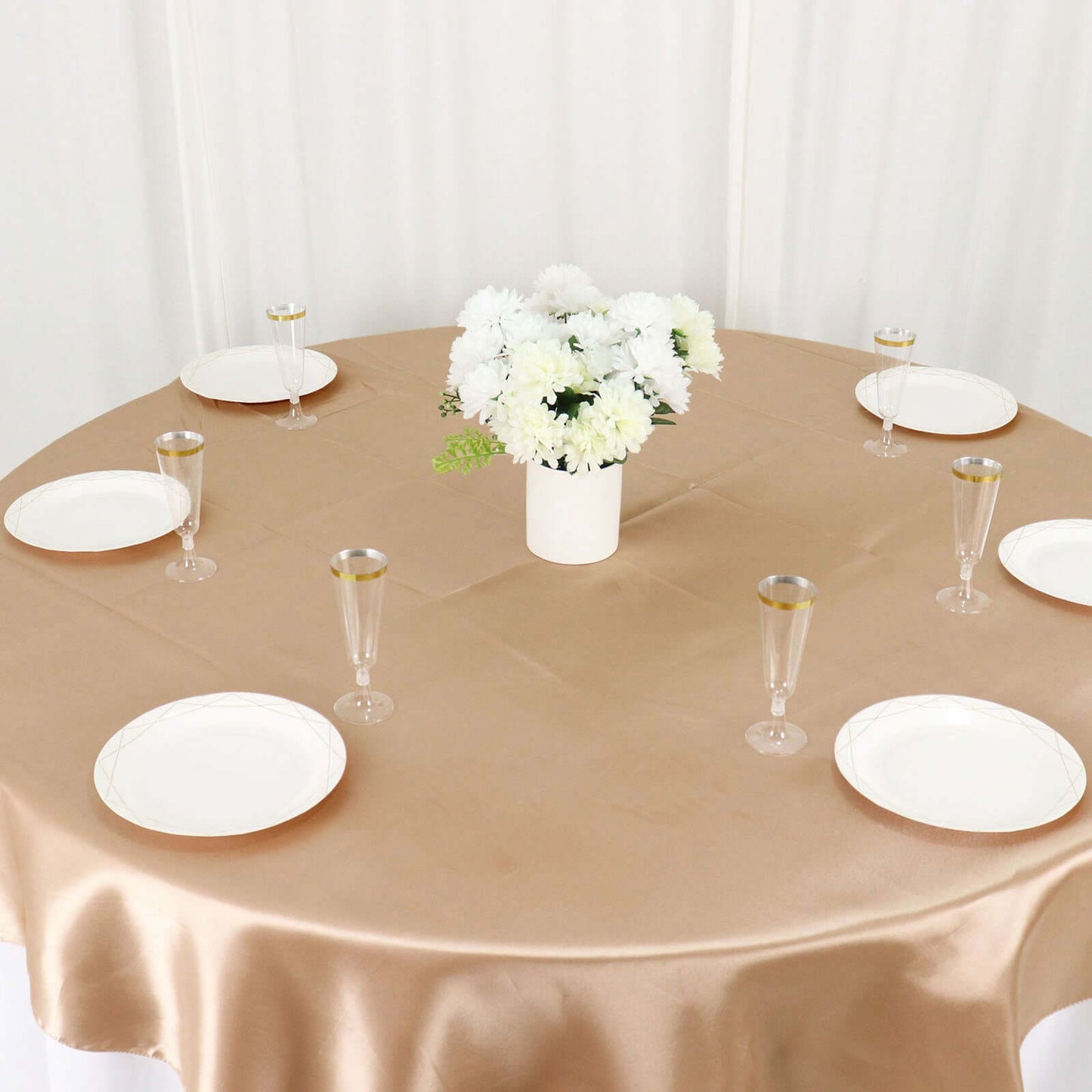 Satin 72"x72" Table Overlay Square Tablecloth Nude - Smooth Finish Table Cover